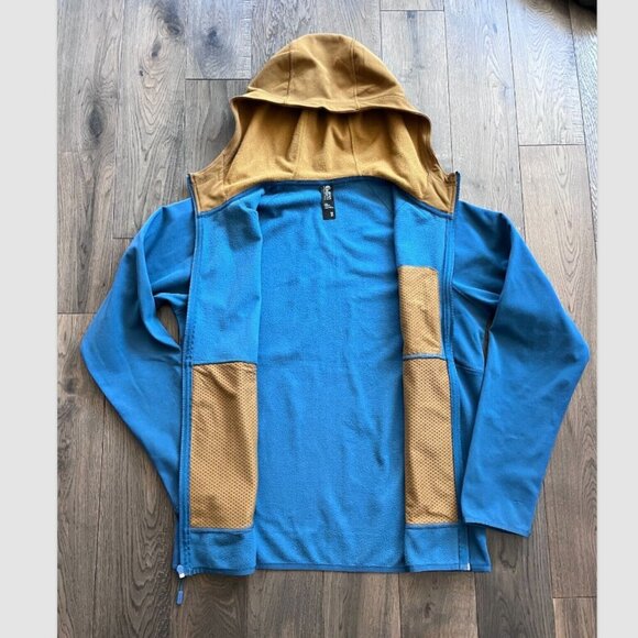 Mountain Hardwear Norse Peak Full-Zip Hoodie Size M Blue Tan Fleece Jacket - Picture 3 of 9